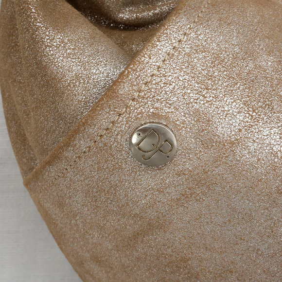 Donald J Pliner Couture Bag Womens Gold Metallic Leather Zip Small Hobo Handbag - Picture 7 of 16